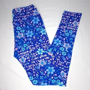 LuLaRoe Leggings Women's One Size 2-10 Blue Floral
